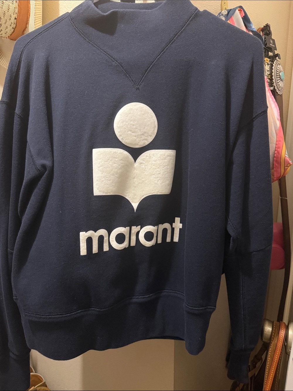Isabel Marant Navy Crewneck with White Logo